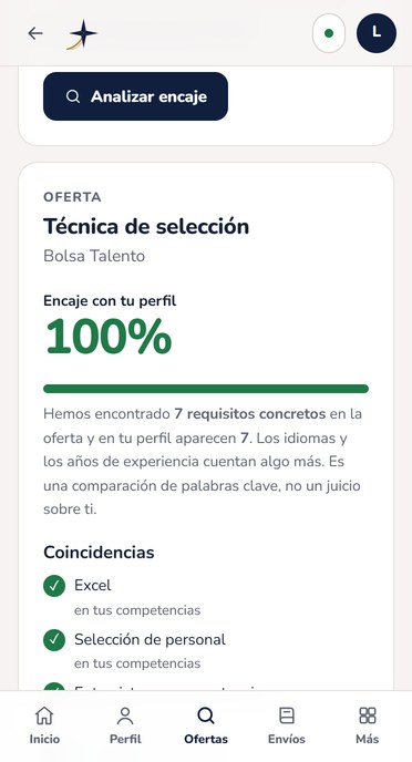 Análisis de una oferta en PolarisFlow: encaje con el perfil y coincidencias