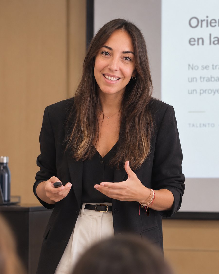 Laura Molina, orientadora laboral, en una charla de orientación laboral